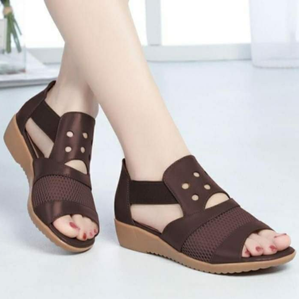 Brown Sandal with Mesh Stitching Hollow