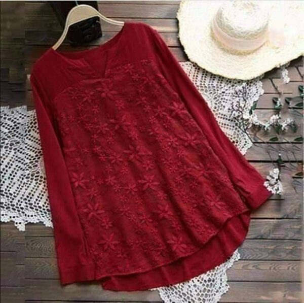 Chiken Embroidred Red Top For Girls