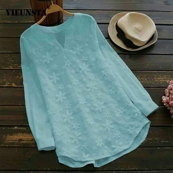 Chiken Embroidred Sky Blue Top For Girls