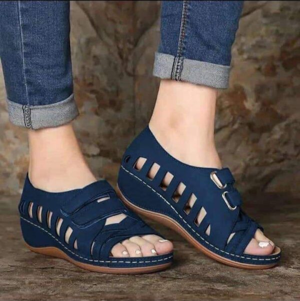 Punch Navy Wedge Sandals.