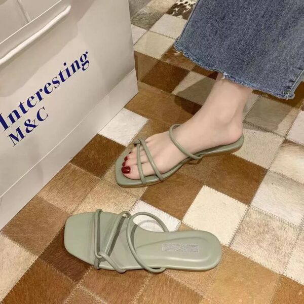 Rome Open Toe Slippers-Meent Green