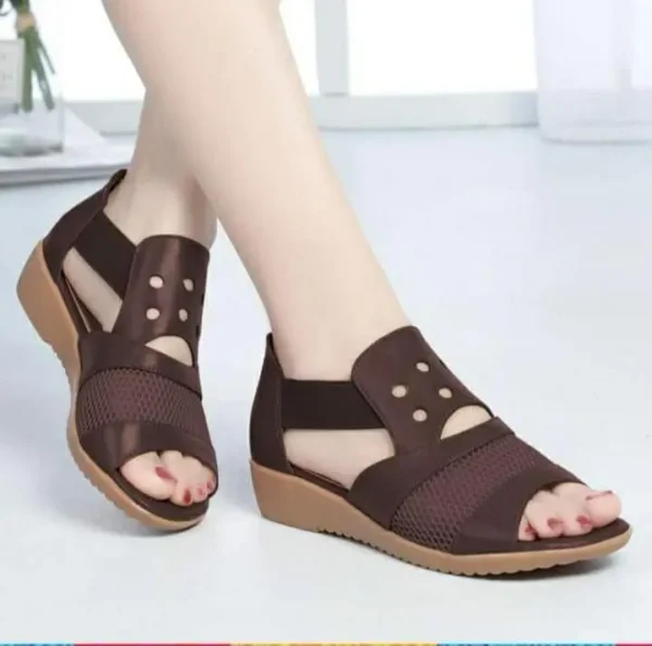 Beautiful Hollow Dark Brown Sandal with Mesh Stitching