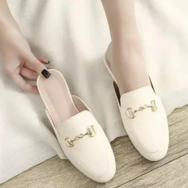 Cut Shoes White With Buckle Decor