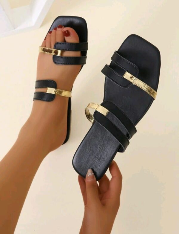 "Black Beauty: Peep Toe Flat Slippers"
