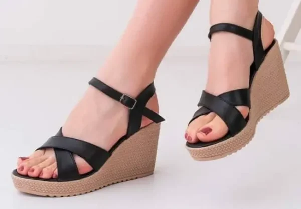 High Heel Buckle Black Sandal