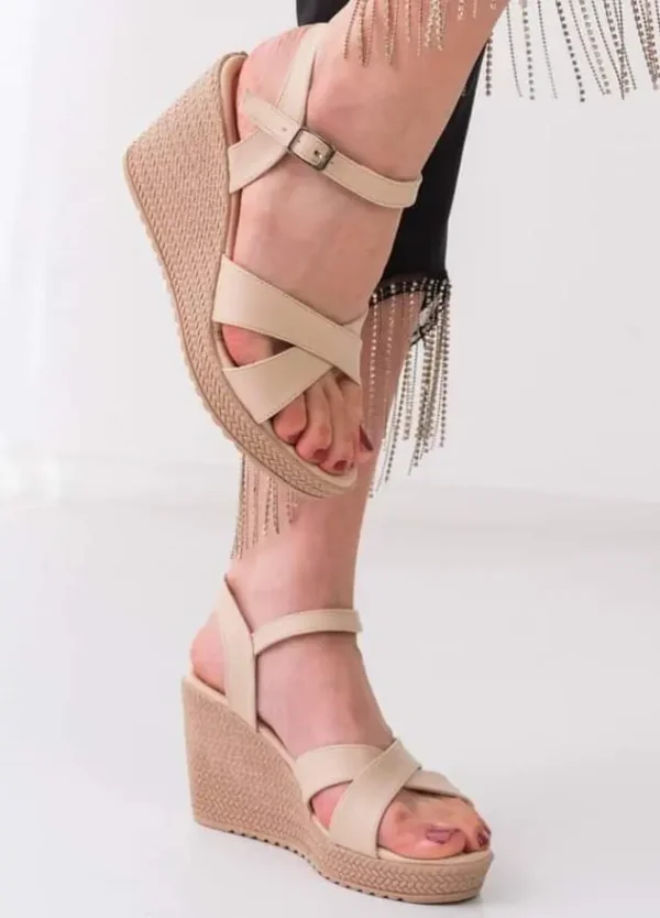 High Heel Buckle Golden Sandal