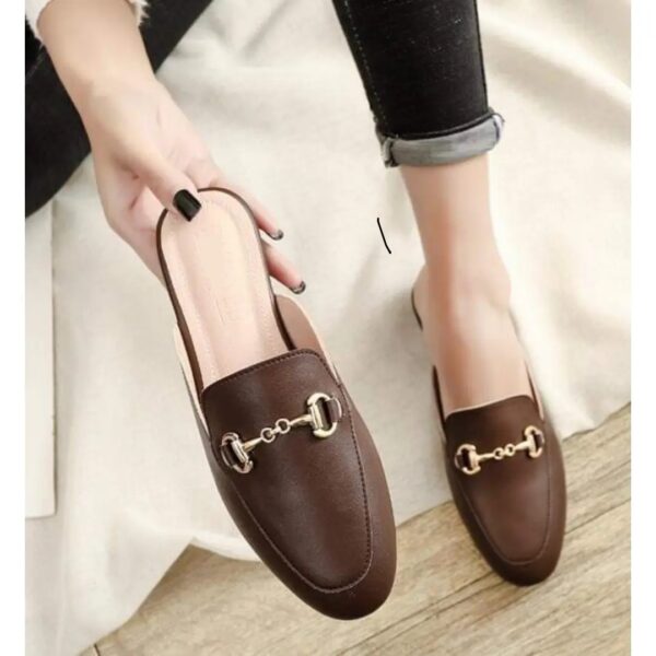 Cut Shoes Choco Brown With Buckle Décor.