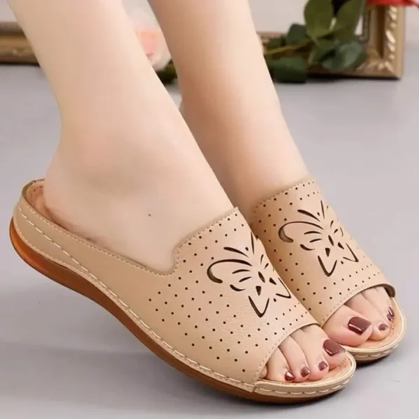 Beige Butterfly-Topped Wedge Footwear