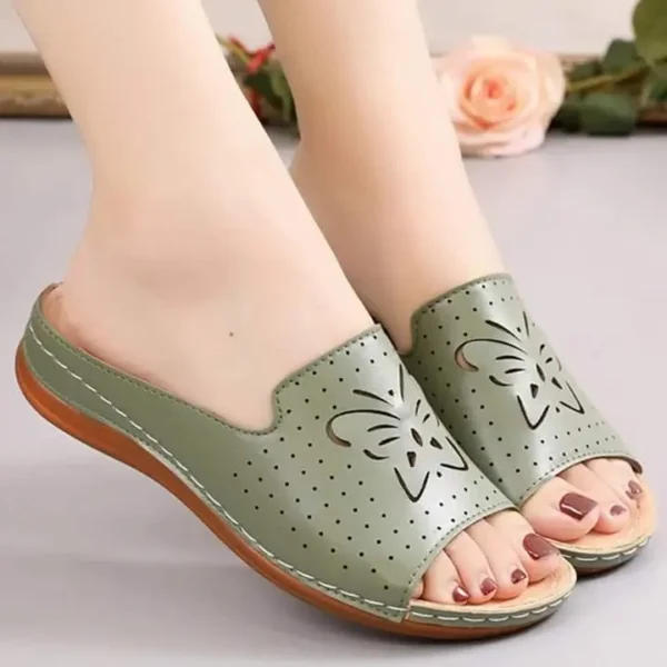 Green Butterfly Upper Wedge Sandal