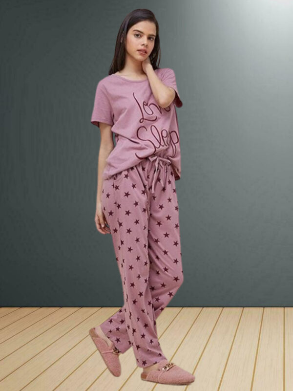 Love Sleep Printed Half Sleeves Night Suit For Her