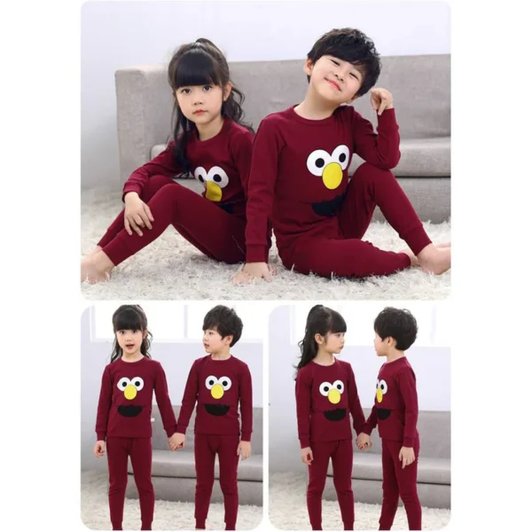 Kids’ Maroon Elmo Print NightSuit