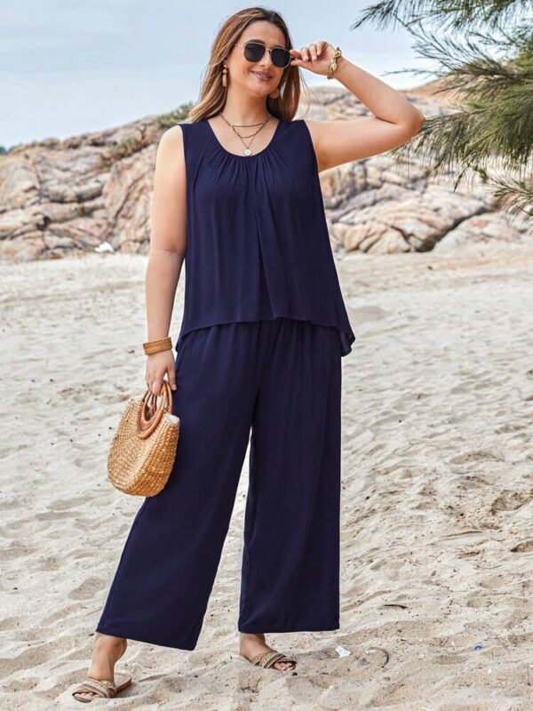 Sleeveless Shirt With Plazo Pajama Suit For Her Green,blue,Red & Black Colors