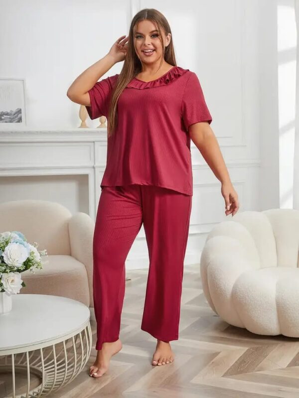 Maroon Neck Frill T-shirt With Plazzo Suit