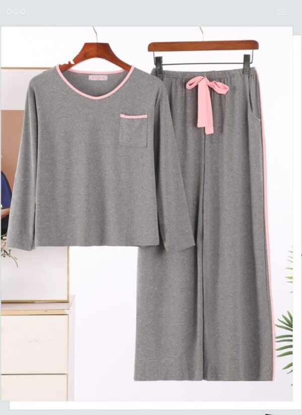 Plain Grey With Pink Pocket T-shirt With Plazzo Pajama Suit